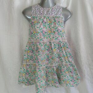 Girls Tiered Floral Cotton Y2K Ruffle Summer Dress Sleeveless 7/8 Purple Green